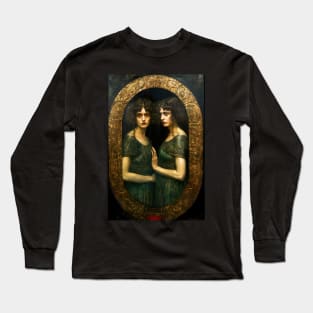 Gemini the Twins Zodiac Illustration Long Sleeve T-Shirt